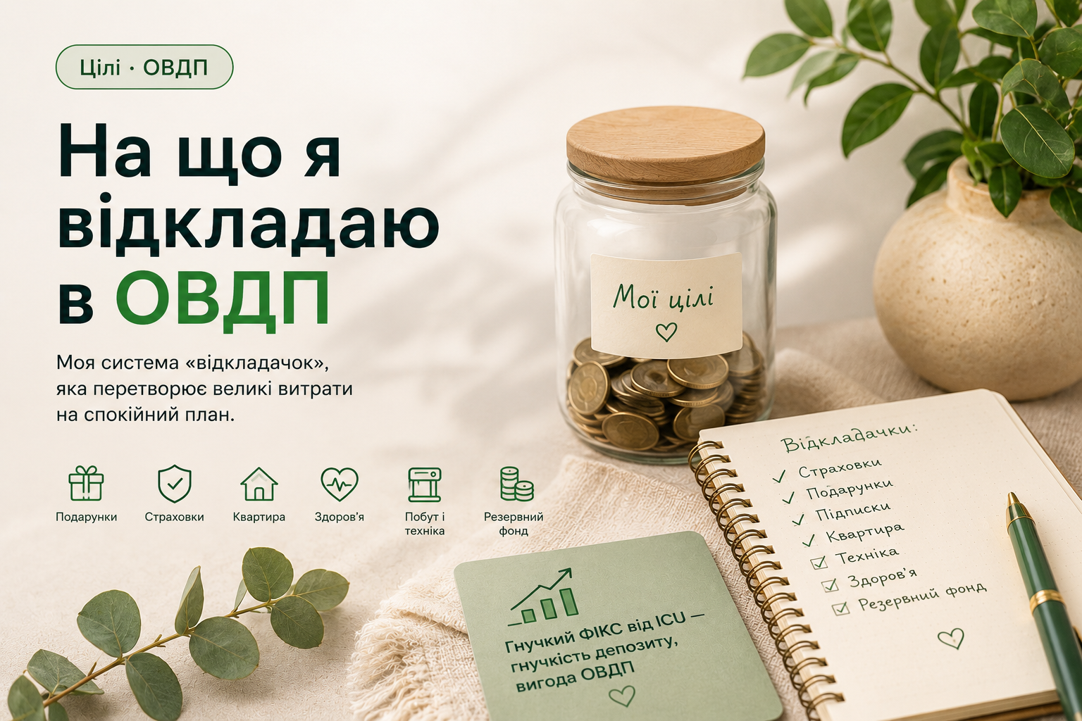 Дашборд сервісу «ОВДП · Цілі» із гривневими цілями «відкладачок»